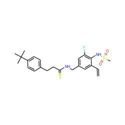 C=Cc1cc(CNC(=S)CCc2ccc(C(C)(C)C)cc2)cc(F)c1NS(C)(=O)=O ZINC000036487245