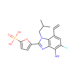 C=Cc1cc(F)c(N)c2nc(-c3ccc(P(=O)(O)O)o3)n(CC(C)C)c12 ZINC000045254223