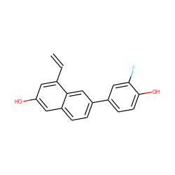 C=Cc1cc(O)cc2ccc(-c3ccc(O)c(F)c3)cc12 ZINC000013645188