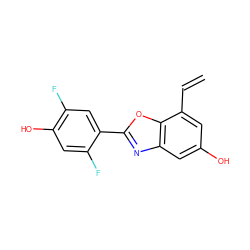 C=Cc1cc(O)cc2nc(-c3cc(F)c(O)cc3F)oc12 ZINC000013583719