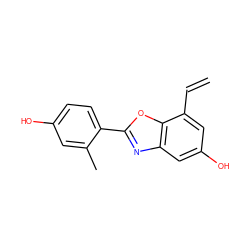 C=Cc1cc(O)cc2nc(-c3ccc(O)cc3C)oc12 ZINC000013583724