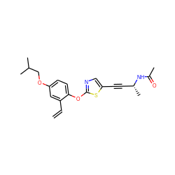 C=Cc1cc(OCC(C)C)ccc1Oc1ncc(C#C[C@@H](C)NC(C)=O)s1 ZINC000028821891