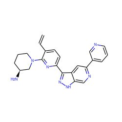 C=Cc1ccc(-c2n[nH]c3cnc(-c4cccnc4)cc23)nc1N1CCC[C@H](N)C1 ZINC000206846942