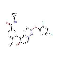 C=Cc1ccc(C(=O)NC2CC2)cc1-c1c(=O)ccn2nc(Oc3ccc(F)cc3F)ccc12 ZINC000084730806