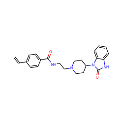 C=Cc1ccc(C(=O)NCCN2CCC(n3c(=O)[nH]c4ccccc43)CC2)cc1 ZINC000058548467