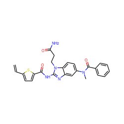 C=Cc1ccc(C(=O)Nc2nc3cc(N(C)C(=O)c4ccccc4)ccc3n2CCC(N)=O)s1 ZINC000045498573