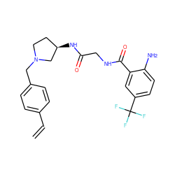 C=Cc1ccc(CN2CC[C@@H](NC(=O)CNC(=O)c3cc(C(F)(F)F)ccc3N)C2)cc1 ZINC000029125695