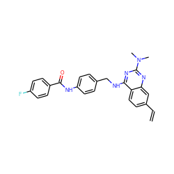 C=Cc1ccc2c(NCc3ccc(NC(=O)c4ccc(F)cc4)cc3)nc(N(C)C)nc2c1 ZINC000045254754