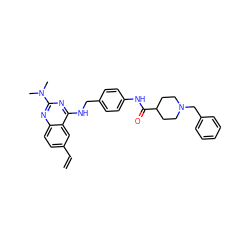 C=Cc1ccc2nc(N(C)C)nc(NCc3ccc(NC(=O)C4CCN(Cc5ccccc5)CC4)cc3)c2c1 ZINC000142172930