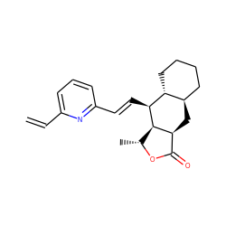 C=Cc1cccc(/C=C/[C@@H]2[C@@H]3[C@@H](C)OC(=O)[C@@H]3C[C@@H]3CCCC[C@H]32)n1 ZINC000013673122