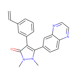 C=Cc1cccc(-c2c(-c3ccc4nccnc4c3)n(C)n(C)c2=O)c1 ZINC000045351548