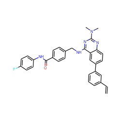 C=Cc1cccc(-c2ccc3nc(N(C)C)nc(NCc4ccc(C(=O)Nc5ccc(F)cc5)cc4)c3c2)c1 ZINC001772609785