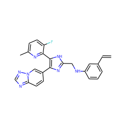 C=Cc1cccc(NCc2nc(-c3ccc4ncnn4c3)c(-c3nc(C)ccc3F)[nH]2)c1 ZINC000473154484