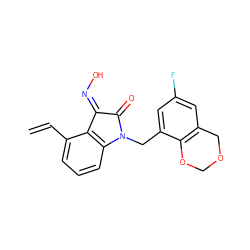 C=Cc1cccc2c1/C(=N/O)C(=O)N2Cc1cc(F)cc2c1OCOC2 ZINC000003994188