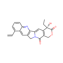 C=Cc1cccc2nc3c(cc12)Cn1c-3cc2c(c1=O)COC(=O)[C@]2(O)CC ZINC000027979567