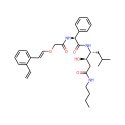 C=Cc1ccccc1/C=C/OCC(=O)N[C@H](C(=O)N[C@H](CC(C)C)[C@H](O)CC(=O)NCCCC)c1ccccc1 ZINC000026717632