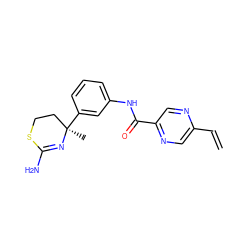 C=Cc1cnc(C(=O)Nc2cccc([C@]3(C)CCSC(N)=N3)c2)cn1 ZINC000146650230