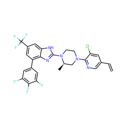 C=Cc1cnc(N2CCN(c3nc4c(-c5cc(F)c(F)c(F)c5)cc(C(F)(F)F)cc4[nH]3)[C@H](C)C2)c(Cl)c1 ZINC000038157607