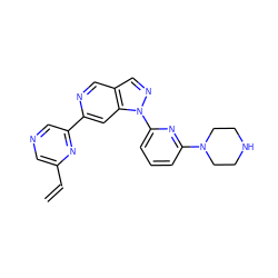 C=Cc1cncc(-c2cc3c(cn2)cnn3-c2cccc(N3CCNCC3)n2)n1 ZINC000211024679