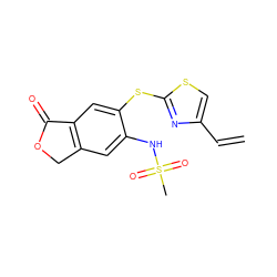 C=Cc1csc(Sc2cc3c(cc2NS(C)(=O)=O)COC3=O)n1 ZINC000029341535