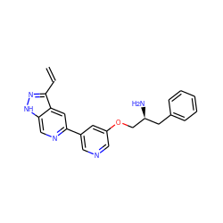 C=Cc1n[nH]c2cnc(-c3cncc(OC[C@@H](N)Cc4ccccc4)c3)cc12 ZINC000014962194