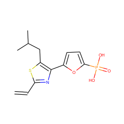 C=Cc1nc(-c2ccc(P(=O)(O)O)o2)c(CC(C)C)s1 ZINC000066103370