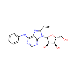 C=Cc1nc2c(Nc3ccccc3)ncnc2n1[C@@H]1O[C@H](CO)[C@@H](O)[C@H]1O ZINC000013643694