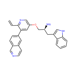 C=Cc1ncc(OC[C@@H](N)Cc2c[nH]c3ccccc23)cc1-c1ccc2cnccc2c1 ZINC000014962523