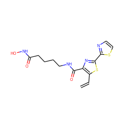 C=Cc1sc(-c2nccs2)nc1C(=O)NCCCCC(=O)NO ZINC000147355597