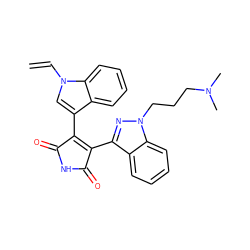 C=Cn1cc(C2=C(c3nn(CCCN(C)C)c4ccccc34)C(=O)NC2=O)c2ccccc21 ZINC000013611498