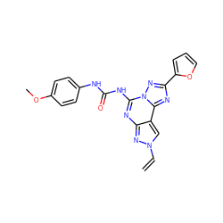 C=Cn1cc2c(nc(NC(=O)Nc3ccc(OC)cc3)n3nc(-c4ccco4)nc23)n1 ZINC000045300642