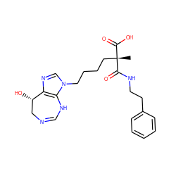 C[C@@](CCCCn1cnc2c1NC=NC[C@@H]2O)(C(=O)O)C(=O)NCCc1ccccc1 ZINC000013807812