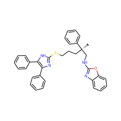 C[C@@](CCCSc1nc(-c2ccccc2)c(-c2ccccc2)[nH]1)(CNc1nc2ccccc2o1)c1ccccc1 ZINC000029481397