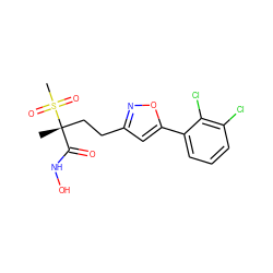 C[C@@](CCc1cc(-c2cccc(Cl)c2Cl)on1)(C(=O)NO)S(C)(=O)=O ZINC000095554026