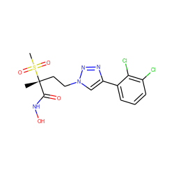 C[C@@](CCn1cc(-c2cccc(Cl)c2Cl)nn1)(C(=O)NO)S(C)(=O)=O ZINC000095552466