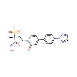 C[C@@](CCn1ccc(-c2ccc(-n3nccn3)cc2)cc1=O)(C(=O)NO)S(C)(=O)=O ZINC000084603933