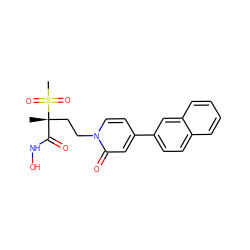 C[C@@](CCn1ccc(-c2ccc3ccccc3c2)cc1=O)(C(=O)NO)S(C)(=O)=O ZINC000084619510