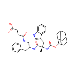 C[C@@](Cc1c[nH]c2ccccc12)(NC(=O)OC1C2CC3CC(C2)CC1C3)C(=O)N[C@@H](CNC(=O)CCC(=O)O)Cc1ccccc1 ZINC000027331290