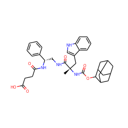 C[C@@](Cc1c[nH]c2ccccc12)(NC(=O)OC1C2CC3CC(C2)CC1C3)C(=O)NC[C@H](NC(=O)CCC(=O)O)c1ccccc1 ZINC000014952331