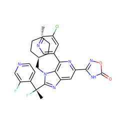 C[C@@](F)(c1ccncc1F)c1nc2cc(-c3noc(=O)[nH]3)nc(-c3cncc(Cl)c3)c2n1C[C@H]1CC[C@H](C)CC1 ZINC000261168237