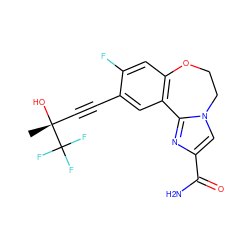 C[C@@](O)(C#Cc1cc2c(cc1F)OCCn1cc(C(N)=O)nc1-2)C(F)(F)F ZINC000205798391