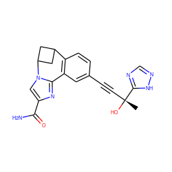 C[C@@](O)(C#Cc1ccc2c(c1)-c1nc(C(N)=O)cn1C1CC2C1)c1ncn[nH]1 ZINC000219412974