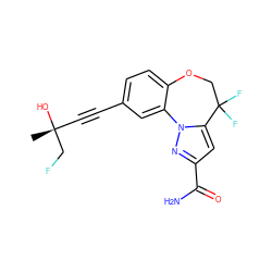 C[C@@](O)(C#Cc1ccc2c(c1)-n1nc(C(N)=O)cc1C(F)(F)CO2)CF ZINC000219459607