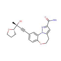 C[C@@](O)(C#Cc1ccc2c(c1)-n1nc(C(N)=O)cc1CCO2)[C@@H]1CCCO1 ZINC000215777830