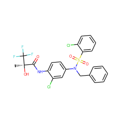 C[C@@](O)(C(=O)Nc1ccc(N(Cc2ccccc2)S(=O)(=O)c2ccccc2Cl)cc1Cl)C(F)(F)F ZINC000049881646