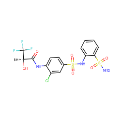 C[C@@](O)(C(=O)Nc1ccc(S(=O)(=O)Nc2ccccc2S(N)(=O)=O)cc1Cl)C(F)(F)F ZINC000149009992