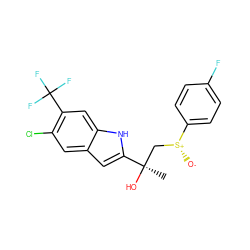 C[C@@](O)(C[S@@+]([O-])c1ccc(F)cc1)c1cc2cc(Cl)c(C(F)(F)F)cc2[nH]1 ZINC000034801510