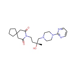 C[C@@](O)(CCN1C(=O)CC2(CCCC2)CC1=O)CN1CCN(c2ncccn2)CC1 ZINC000029462185