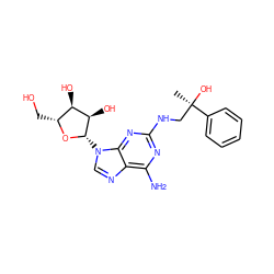 C[C@@](O)(CNc1nc(N)c2ncn([C@@H]3O[C@H](CO)[C@@H](O)[C@H]3O)c2n1)c1ccccc1 ZINC000003924769