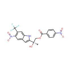 C[C@@](O)(COC(=O)c1ccc([N+](=O)[O-])cc1)c1cc2cc([N+](=O)[O-])c(C(F)(F)F)cc2[nH]1 ZINC000034801516